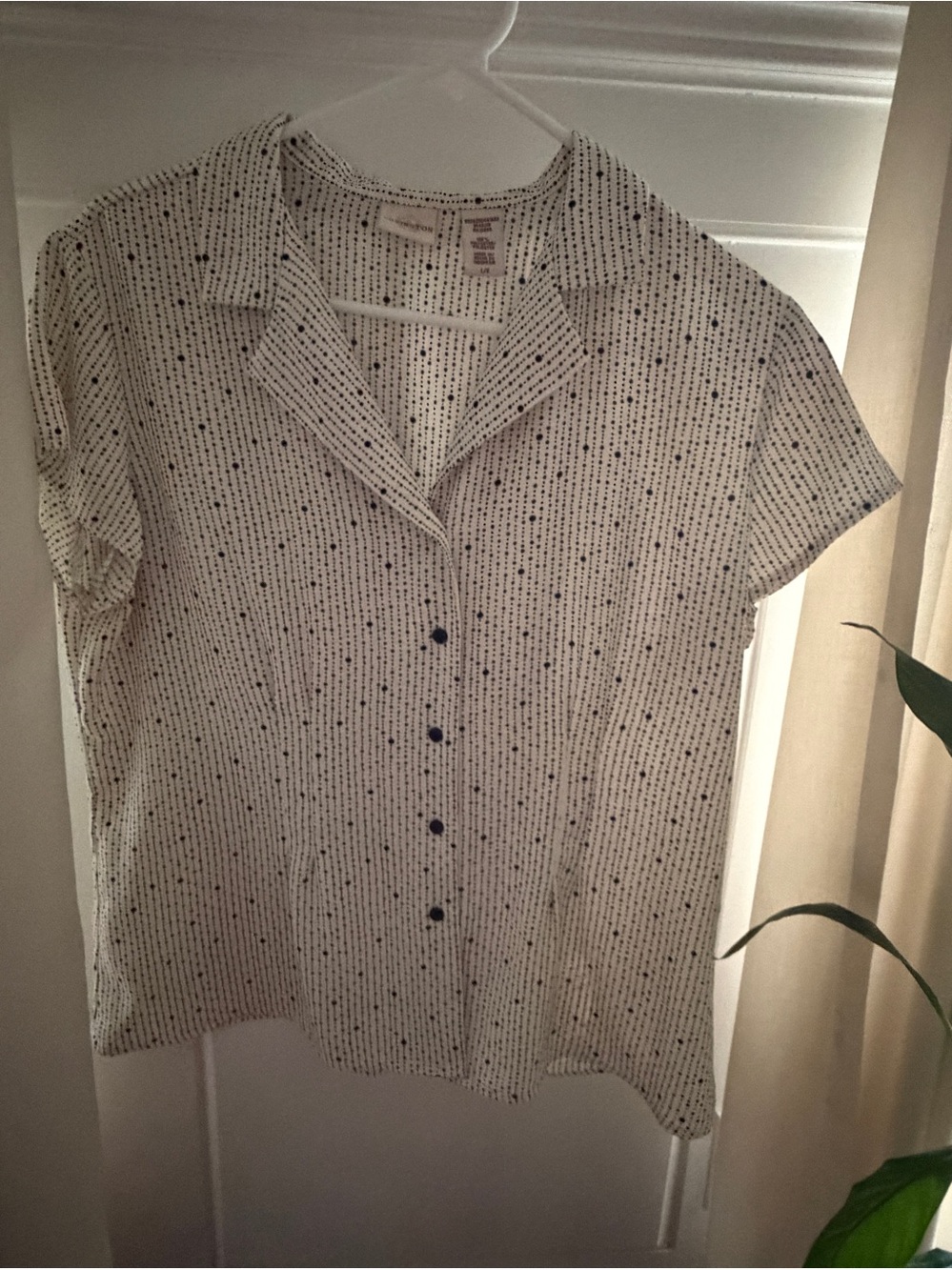Covington Button Down Blouse Cream Black Size L